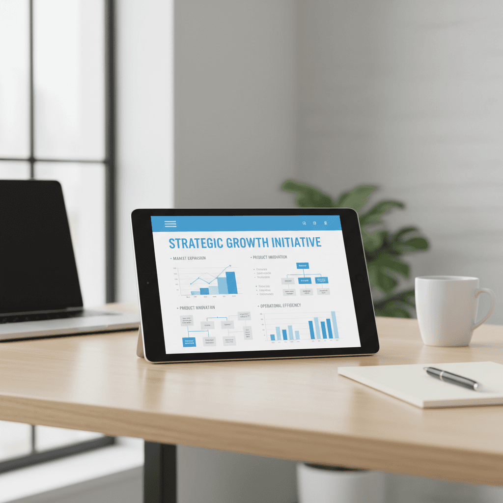 Personalized enterprise blueprint document on a tablet