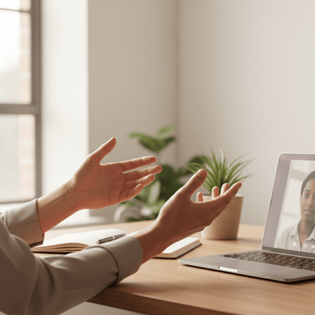 Coach conducting a live implementation session over a video call